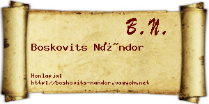 Boskovits Nándor névjegykártya